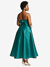 Alt View 2 Thumbnail - Jade Cuffed Strapless Satin Twill Midi Dress with Full Skirt and Pockets