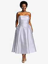 Alt View 1 Thumbnail - Silver Dove Cuffed Strapless Satin Twill Midi Dress with Full Skirt and Pockets