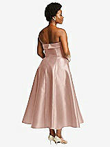 Alt View 2 Thumbnail - Toasted Sugar Cuffed Strapless Satin Twill Midi Dress with Full Skirt and Pockets