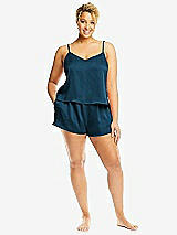 Alt View 1 Thumbnail - Atlantic Blue Whisper Satin Lounge Shorts with Pockets