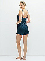 Rear View Thumbnail - Atlantic Blue Whisper Satin Lounge Shorts with Pockets