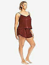 Side View Thumbnail - Auburn Moon Whisper Satin Lounge Shorts with Pockets