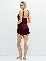 Rear View Thumbnail - Cabernet Whisper Satin Lounge Shorts with Pockets