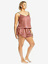 Side View Thumbnail - Desert Rose Whisper Satin Lounge Shorts with Pockets