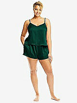 Alt View 1 Thumbnail - Hunter Green Whisper Satin Lounge Shorts with Pockets