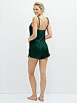 Rear View Thumbnail - Hunter Green Whisper Satin Lounge Shorts with Pockets