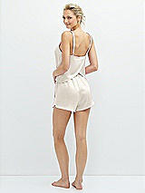 Rear View Thumbnail - Ivory Whisper Satin Lounge Shorts with Pockets