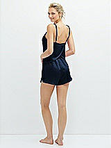 Rear View Thumbnail - Midnight Navy Whisper Satin Lounge Shorts with Pockets