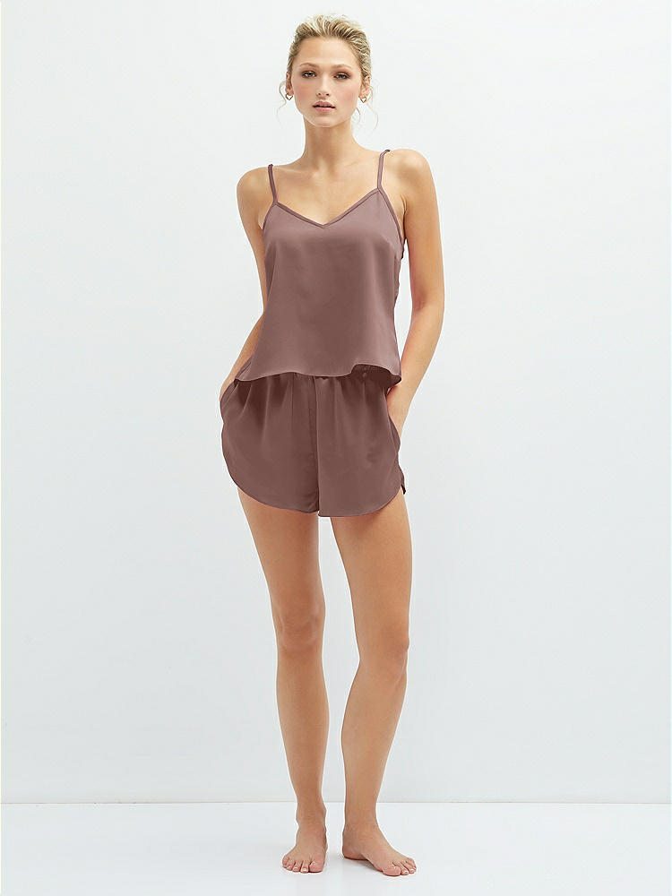 Front View - Sienna Whisper Satin Lounge Shorts with Pockets