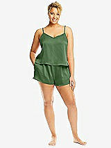 Alt View 1 Thumbnail - Vineyard Green Whisper Satin Lounge Shorts with Pockets