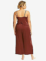 Alt View 3 Thumbnail - Auburn Moon Whisper Satin Wide-Leg Lounge Pants with Pockets