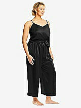 Alt View 2 Thumbnail - Black Whisper Satin Wide-Leg Lounge Pants with Pockets