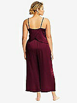 Alt View 3 Thumbnail - Cabernet Whisper Satin Wide-Leg Lounge Pants with Pockets