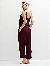 Rear View Thumbnail - Cabernet Whisper Satin Wide-Leg Lounge Pants with Pockets