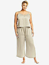 Alt View 1 Thumbnail - Champagne Whisper Satin Wide-Leg Lounge Pants with Pockets