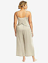 Alt View 3 Thumbnail - Champagne Whisper Satin Wide-Leg Lounge Pants with Pockets