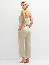 Rear View Thumbnail - Champagne Whisper Satin Wide-Leg Lounge Pants with Pockets