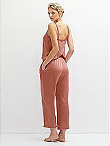 Rear View Thumbnail - Desert Rose Whisper Satin Wide-Leg Lounge Pants with Pockets