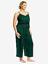 Alt View 2 Thumbnail - Hunter Green Whisper Satin Wide-Leg Lounge Pants with Pockets