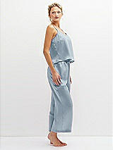 Side View Thumbnail - Mist Whisper Satin Wide-Leg Lounge Pants with Pockets