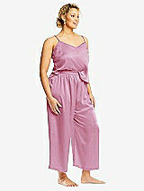 Alt View 2 Thumbnail - Powder Pink Whisper Satin Wide-Leg Lounge Pants with Pockets