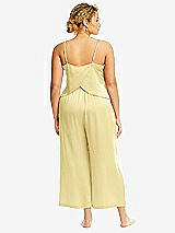 Alt View 3 Thumbnail - Pale Yellow Whisper Satin Wide-Leg Lounge Pants with Pockets