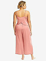 Alt View 3 Thumbnail - Rose - PANTONE Rose Quartz Whisper Satin Wide-Leg Lounge Pants with Pockets