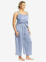 Alt View 2 Thumbnail - Sky Blue Whisper Satin Wide-Leg Lounge Pants with Pockets