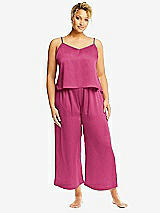 Alt View 1 Thumbnail - Tea Rose Whisper Satin Wide-Leg Lounge Pants with Pockets