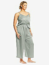 Alt View 2 Thumbnail - Willow Green Whisper Satin Wide-Leg Lounge Pants with Pockets