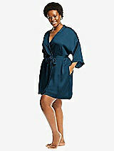 Alt View 2 Thumbnail - Atlantic Blue Short Whisper Satin Robe