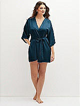 Front View Thumbnail - Atlantic Blue Short Whisper Satin Robe