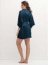 Rear View Thumbnail - Atlantic Blue Short Whisper Satin Robe