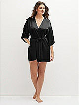 Front View Thumbnail - Black Short Whisper Satin Robe