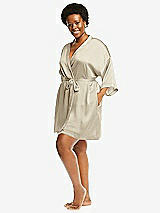 Alt View 2 Thumbnail - Champagne Short Whisper Satin Robe