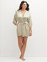 Front View Thumbnail - Champagne Short Whisper Satin Robe