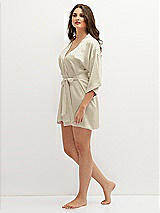 Side View Thumbnail - Champagne Short Whisper Satin Robe