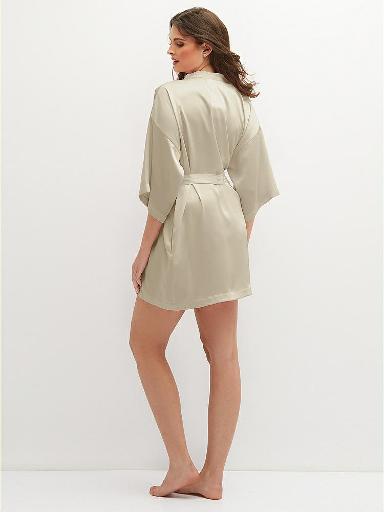 Back View - Champagne Short Whisper Satin Robe