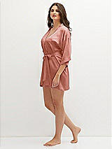 Side View Thumbnail - Desert Rose Short Whisper Satin Robe