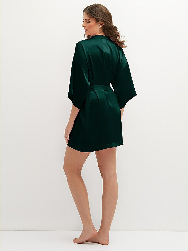 Back View - Evergreen Short Whisper Satin Robe