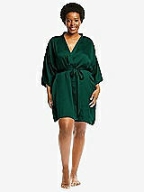 Alt View 1 Thumbnail - Hunter Green Short Whisper Satin Robe