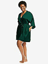 Alt View 2 Thumbnail - Hunter Green Short Whisper Satin Robe