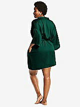 Alt View 3 Thumbnail - Hunter Green Short Whisper Satin Robe