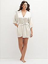 Front View Thumbnail - Ivory Short Whisper Satin Robe