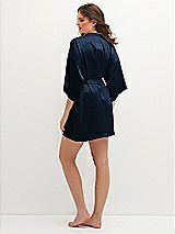 Rear View Thumbnail - Midnight Navy Short Whisper Satin Robe