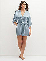 Front View Thumbnail - Mist Short Whisper Satin Robe