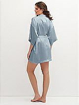 Rear View Thumbnail - Mist Short Whisper Satin Robe