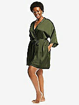 Alt View 2 Thumbnail - Olive Green Short Whisper Satin Robe