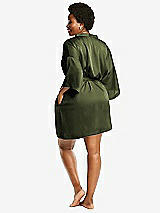 Alt View 3 Thumbnail - Olive Green Short Whisper Satin Robe