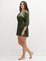 Side View Thumbnail - Olive Green Short Whisper Satin Robe